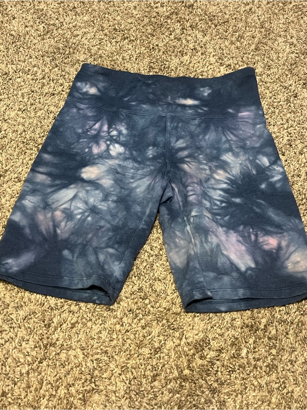 Aeropostale Womens Navy Tie-Dye Athletic Shorts with Pale Pink Accents